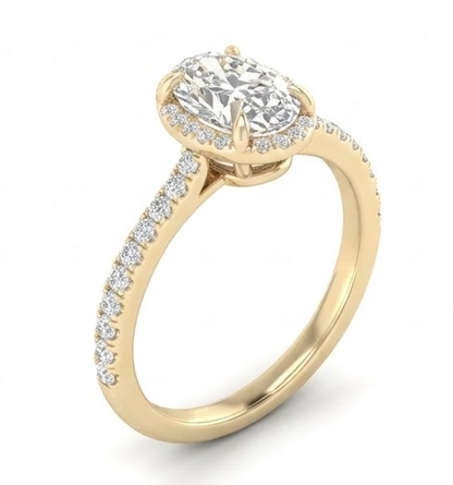 14K Yellow Gold Gold Oval Diamond Ring 1.25 CT Lab Grown