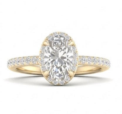 14K Yellow Gold Gold Oval Diamond Ring 1.75 CT Lab Grown