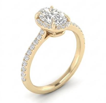 14K Yellow Gold Gold Oval Diamond Ring 1.75 CT Lab Grown