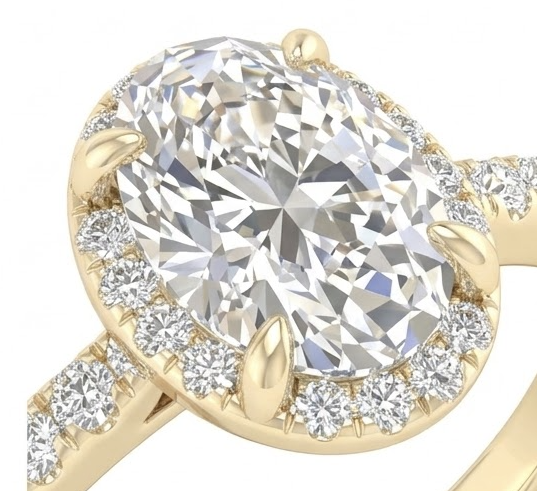 14K Yellow Gold Gold Oval Diamond Ring 1.75 CT Lab Grown