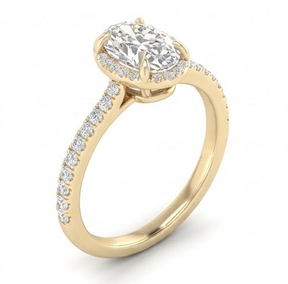 14K Yellow Gold Gold Oval Diamond Ring 1.00 CT Lab Grown