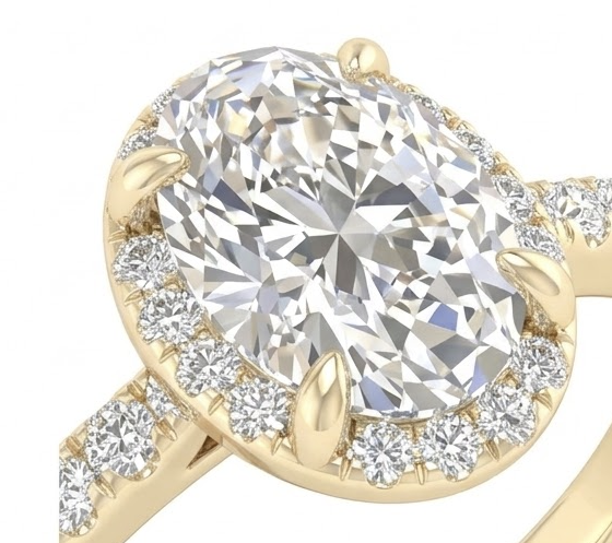 14K Yellow Gold Gold Oval Diamond Ring 1.00 CT Lab Grown