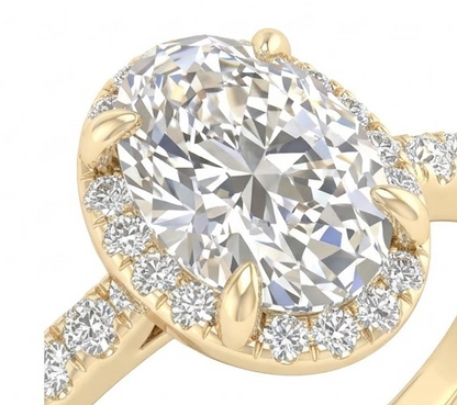 14K Yellow Gold Gold Oval Diamond Ring 1.00 CT Lab Grown