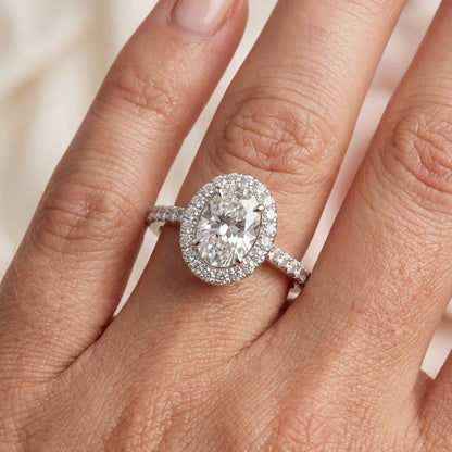 14K White Gold Oval Diamond Ring 1.25 CT Lab Grown