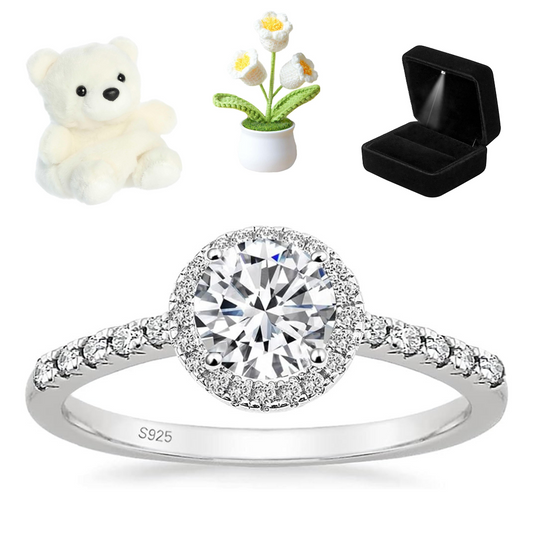 Silver Circle Halo Promise Ring
