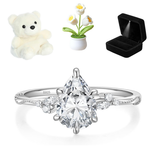 Silver Pear Promise Ring
