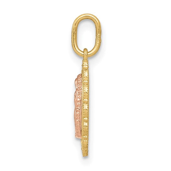 14K Two Tone Gold Mother Mary Pendant