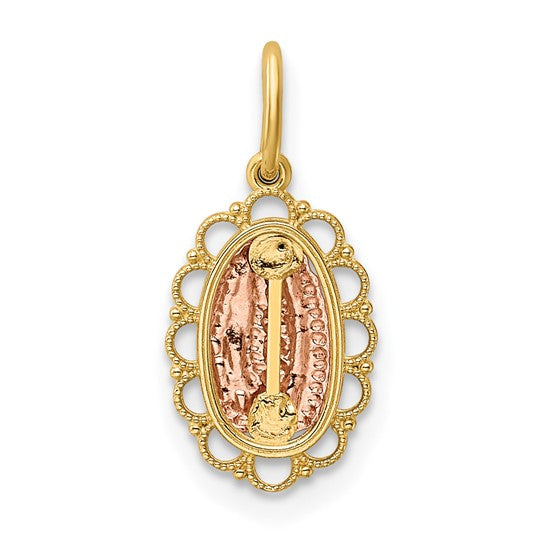 14K Two Tone Gold Mother Mary Pendant