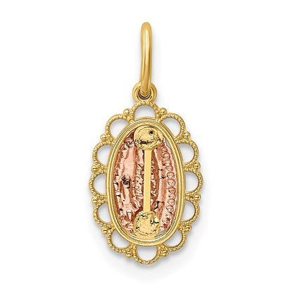 14K Two Tone Gold Mother Mary Pendant