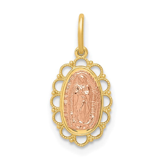 14K Two Tone Gold Mother Mary Pendant