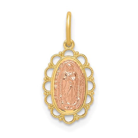 14K Two Tone Gold Mother Mary Pendant