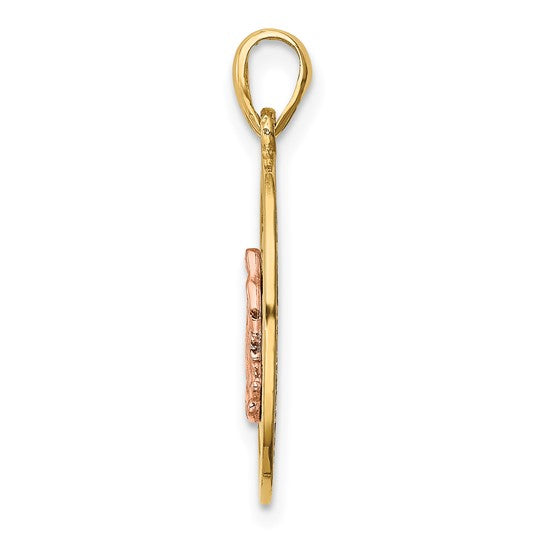 14K Two Tone Gold Mother Mary Pendant