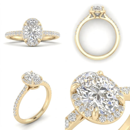 14K Yellow Gold Gold Oval Diamond Ring 1.25 CT Lab Grown