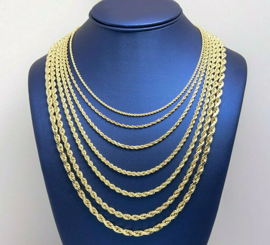 10K Yellow Gold Solid Rope Chain Necklace