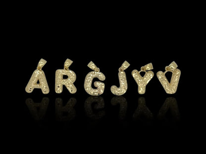 10K Solid Gold Nugget Initial Pendant