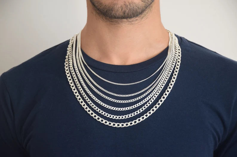 925 Sterling Silver Cuban Curb Link Chain Necklace