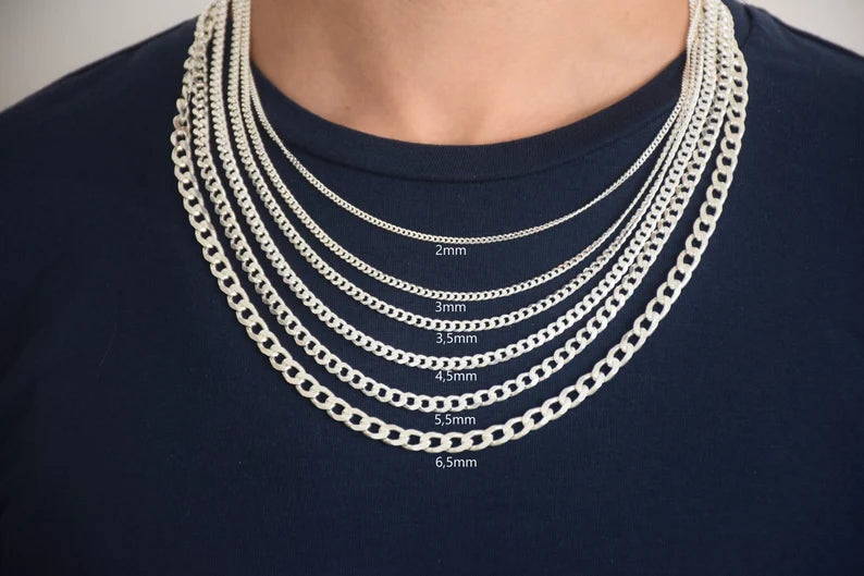 925 Sterling Silver Cuban Curb Link Chain Necklace