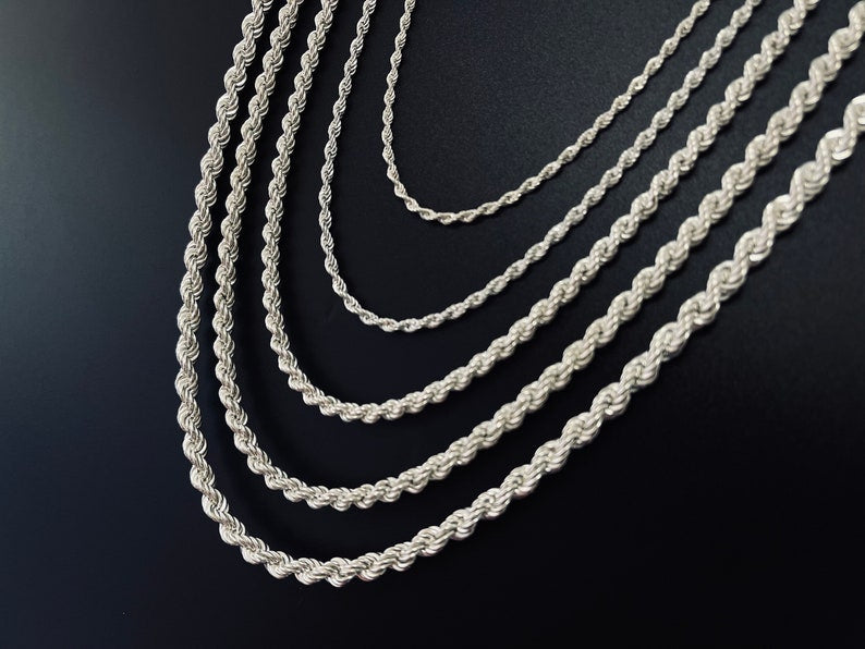 925 Sterling Silver Rope Chain Necklace