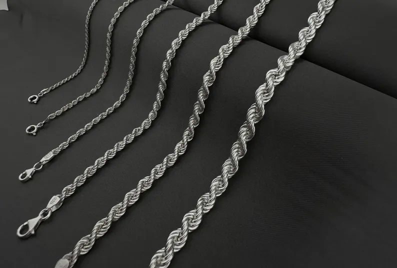 925 Sterling Silver Rope Chain Necklace