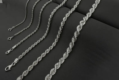 925 Sterling Silver Rope Chain Necklace