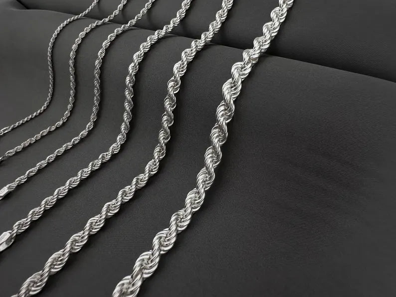 925 Sterling Silver Rope Chain Necklace